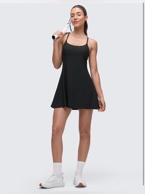 CRZ YOGA Lightweight Drapey Spagheii Straps Tennis Dress